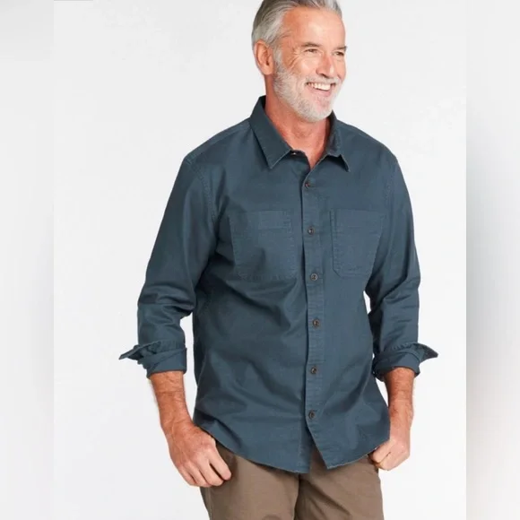 LL Bean BeanFlex® Twill Shirt, Traditional Untucked Fit, Long-Sleeve S REG Green - Picture 9 of 12